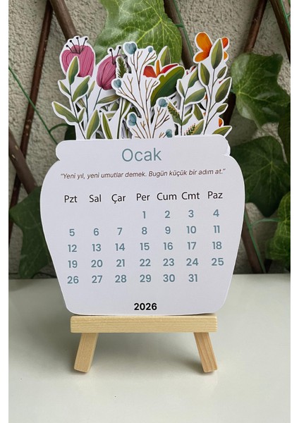 2026 Çiçekli Masaüstü Takvim + Tahta Stand modelleri