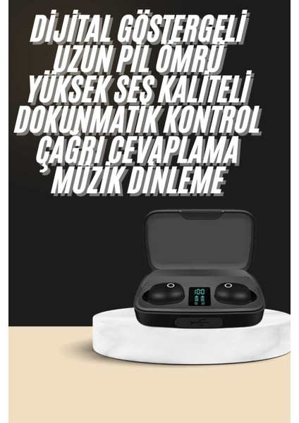 Kablosuz Dijital Göstergeli Çağrı Cevaplayabilen Tws 5.0 Bluetooth Kulaklık - UD001X-50QGM6 fiyatları