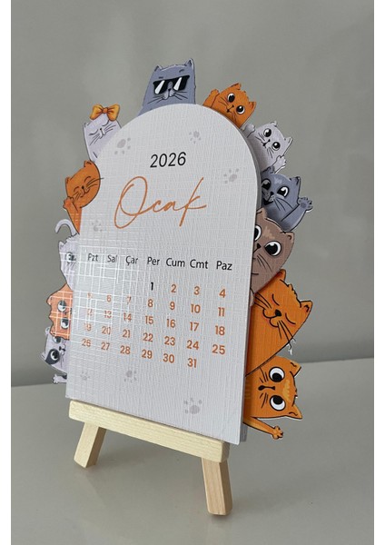 2026 Takvim -Kedili Masaüstü Tahta Stand fiyatları