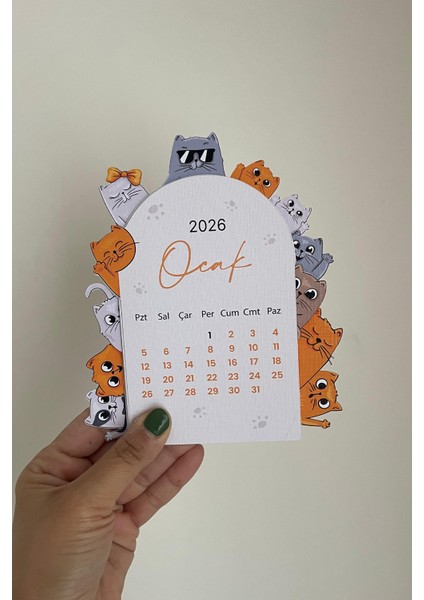 2026 Takvim -Kedili Masaüstü Tahta Stand indirimleri