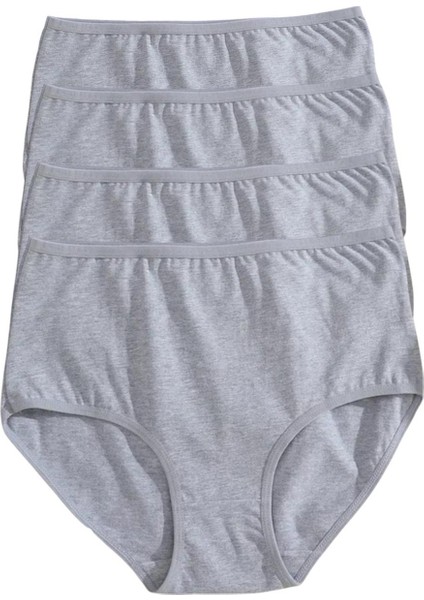 Kadın 4'lü Paket Yüksek Bel %100 Pamuklu Külot