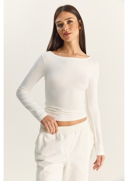 Kadın Cotton Kayık Yaka Bluz fırsatları