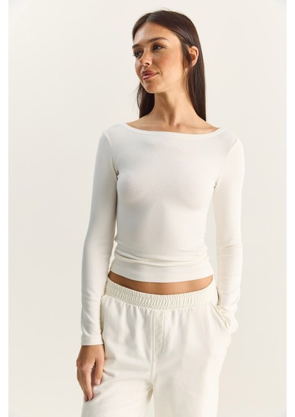 Kadın Cotton Kayık Yaka Bluz indirimleri
