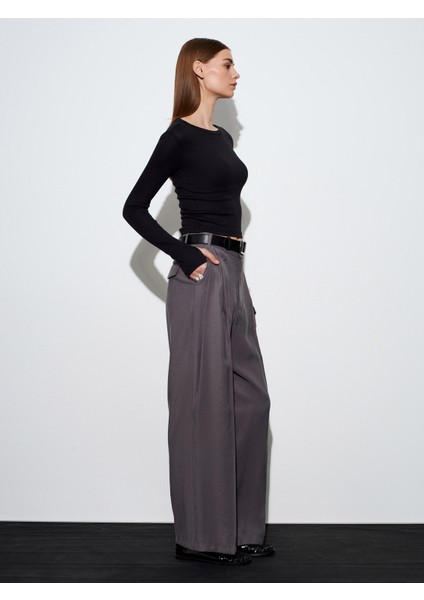 32319 Modal Karışımlı Uzun Kollu Top-Siyah indirimleri