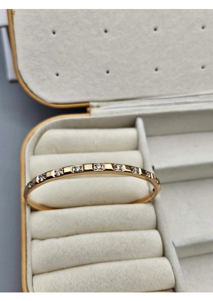 Vip Seri Gold Renk Zirkon Taşlı Tasarım Kelepçe