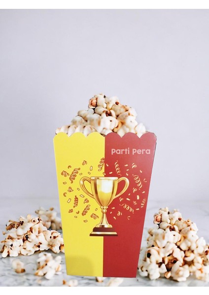 Sarı Kırmızı Futbol Temalı Mısır Kutusu Popcorn 8 Adet