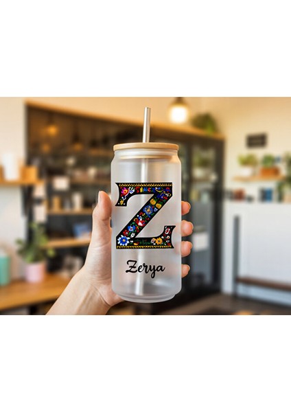 Isme Özel Pipetli Su Süt Meyve Suyu Cam Harf Suluk - Harf Tasarımlı Suluk(Isim Için Mesaj Çekiniz)