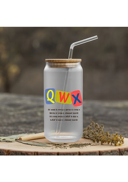 Zimanê Kurdi Pipetli Su Süt Meyve Suyu Cam Suluk - Kürtçe Xqw Cam Suluk (600 Ml)