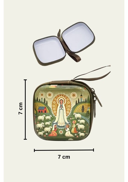 Meryem Ana Figürlü Fermuarlı Mini Kılıf - Manevi Temalı Taşıma Çantası (Rozaryo/takı/kulaklık) fiyatları