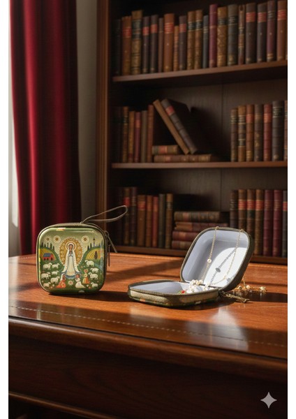 Meryem Ana Figürlü Fermuarlı Mini Kılıf - Manevi Temalı Taşıma Çantası (Rozaryo/takı/kulaklık) modelleri