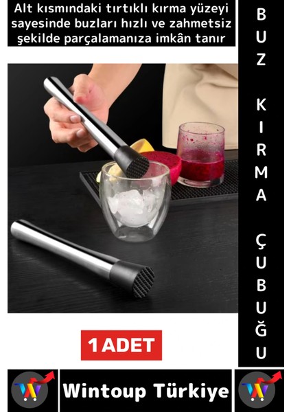 Uzun Ömürlü Ergonomik Tutuş Içecek Kokteyl Bar Meyve Ezme Tırtıklı Zahmetsiz Buz Kırma Çubuğu