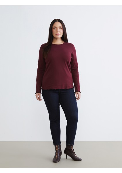 Büyük Beden Bisiklet Yaka Kadın Tişört 2'li indirimleri