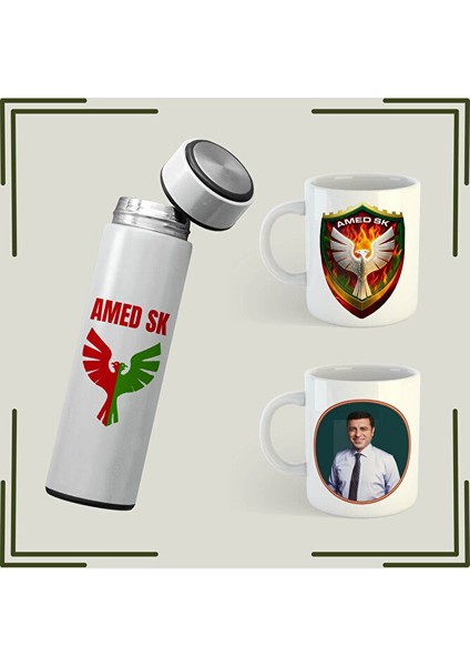Amedspor Tasarımlı Kupa ve Termos Seti - Selahattin Demirtaş Kupa Bardağı (2 Kupa 1 Termos)