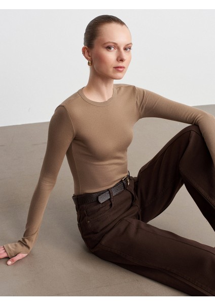 32319 Modal Karışımlı Uzun Kollu Top-Vizon