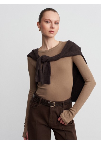 32319 Modal Karışımlı Uzun Kollu Top-Vizon fiyatları