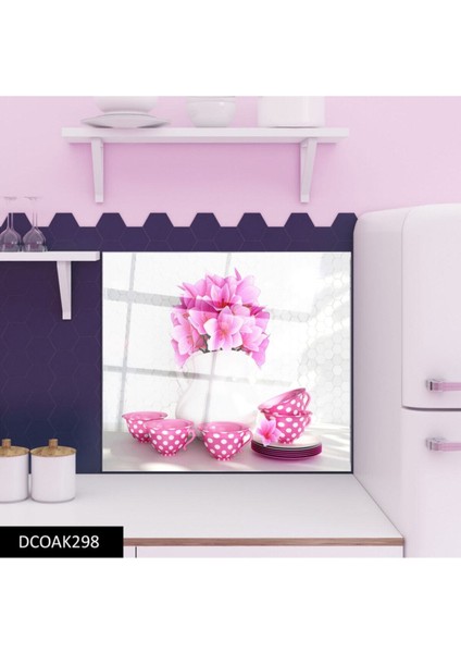 Cam Ocak Arkası Koruyucu Ankastre Arkası Koruyucu | Çiçek modelleri