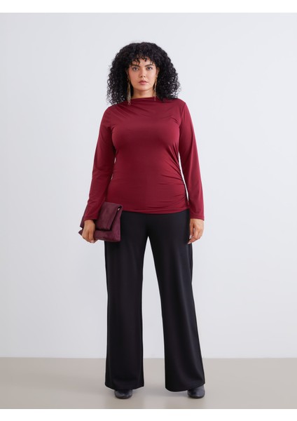 Büyük Beden Dik Yaka Büzgülü Kadın Body fiyatları