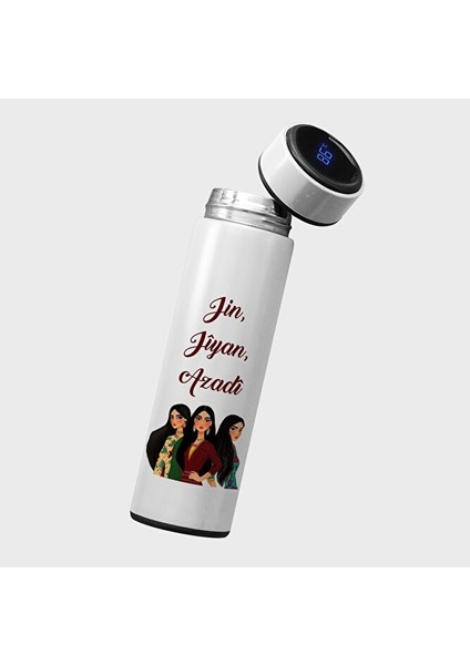 Jin Jiyan Azadi Dijital Göstergeli Çelik Termos - 450 Mlt - Jin Jiyan Azadi Termosu