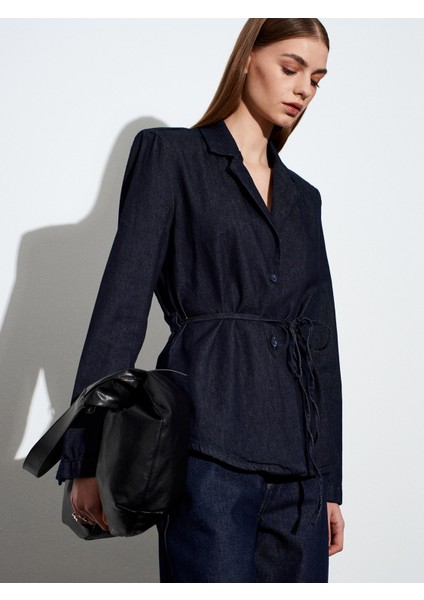 65383 %100 Pamuk Kemerli Kot Ceket-Lacivert fiyatları