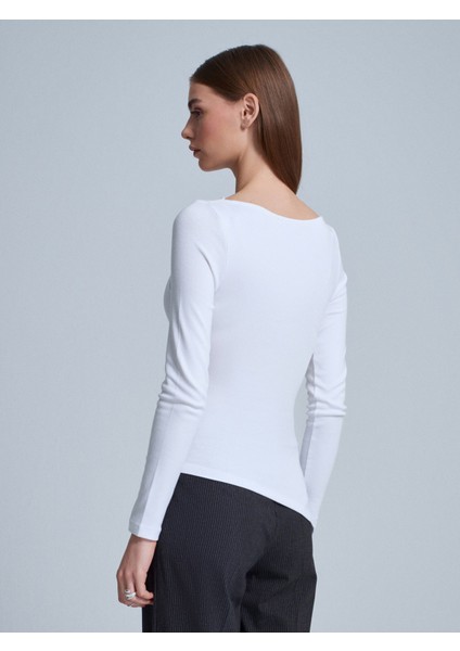 32198 Kayık Yaka Büzgülü Top-Açık Ekru fırsatları