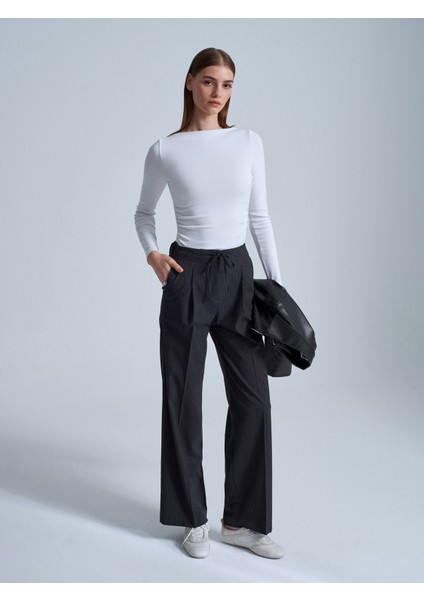 32198 Kayık Yaka Büzgülü Top-Açık Ekru indirimleri