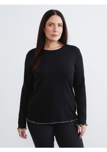 Büyük Beden Bisiklet Yaka Kadın Tişört 2'li modelleri