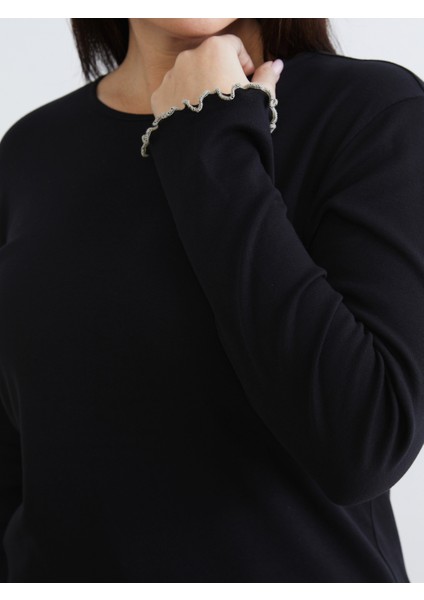 Büyük Beden Bisiklet Yaka Kadın Tişört 2'li