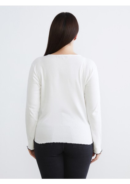 Büyük Beden Bisiklet Yaka Kadın Tişört 2'li