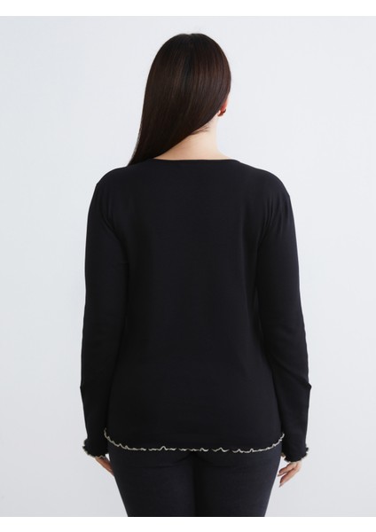 Büyük Beden Bisiklet Yaka Kadın Tişört 2'li