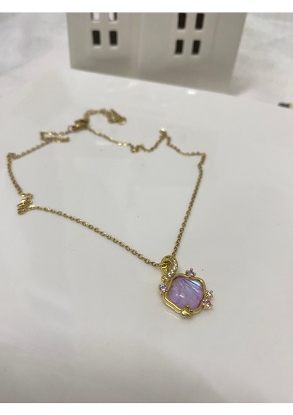 Pembe Deniz Kabuğu Çelik Kolye