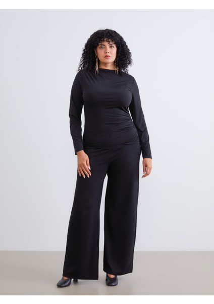 Büyük Beden Dik Yaka Büzgülü Kadın Body fiyatları