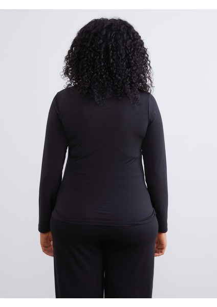 Büyük Beden Dik Yaka Büzgülü Kadın Body fırsatları