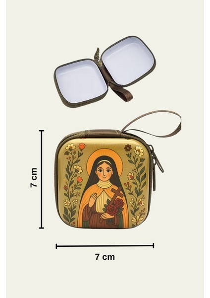 Azize Figürlü Fermuarlı Mini Kılıf - Manevi Temalı Taşıma Çantası (Rozaryo/takı/kulaklık) fiyatları