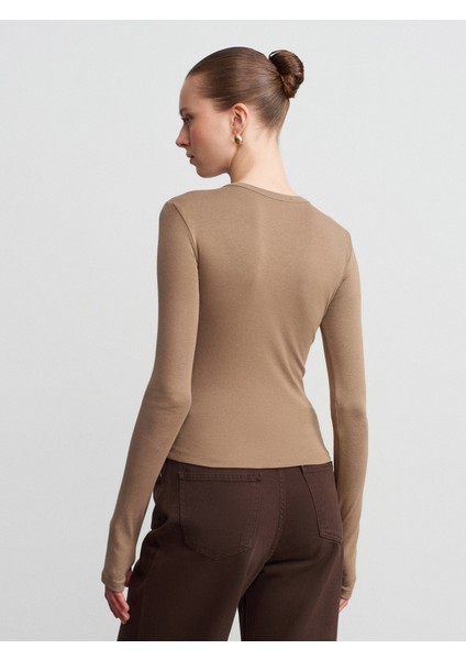 32319 Modal Karışımlı Uzun Kollu Top-Vizon fırsatları