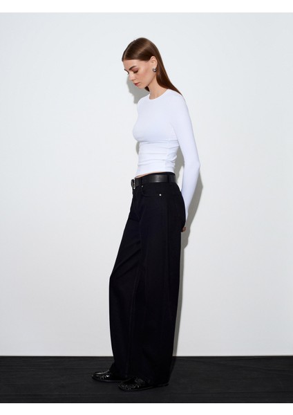 32319 Modal Karışımlı Uzun Kollu Top-Beyaz indirimleri