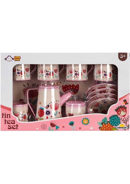 Çiçek Desenli Metal Çay Seti 12 Parça – Evcilik Oyuncağı indirimleri