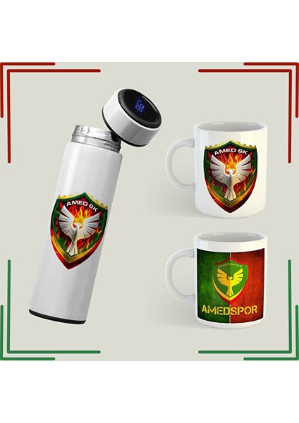 Amedspor Ürünleri - Amedspor Tasarımlı Kupa ve Termos Seti - Amed Spor Kupası (2 Kupa 1 Termos)