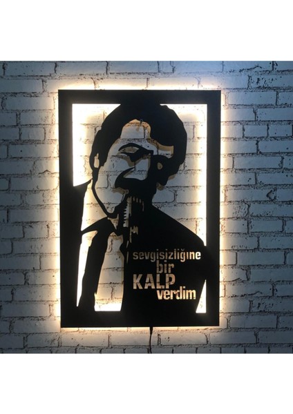 Müslüm Gürses LED Işıklı Tablo - Ahşap Duvar Dekorasyonu