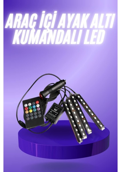 Araç Içi Ayak Altı 12'li Şerit LED Işık Uzaktan Kumandalı Rgb Işıklı Ses - UD001X-50QFD