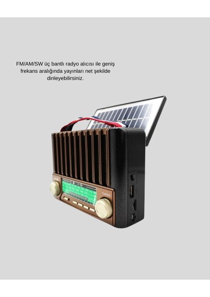 Taşınabilir Hoparlör Güneş Panelli Bluetooth USB Sd Fm Am Sw Radyo - UD001X-50M0X7 modelleri