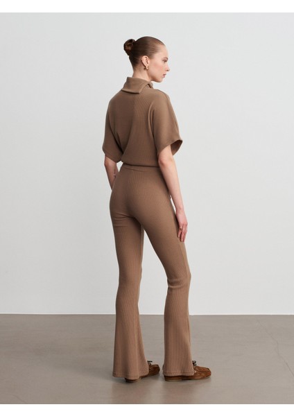 71910 Yüksek Bel Örme Pantolon-Vizon fiyatları