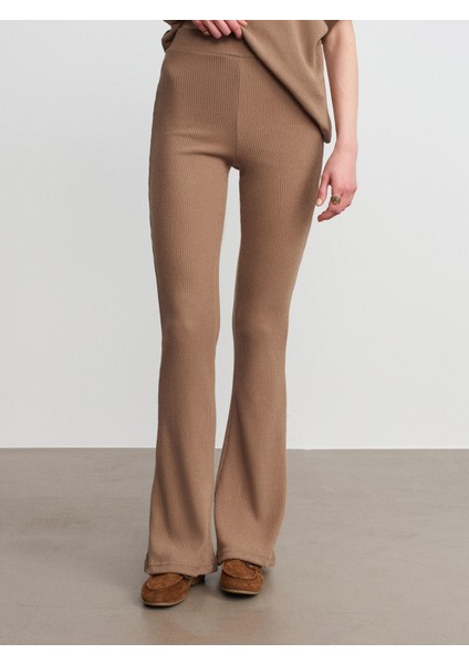 71910 Yüksek Bel Örme Pantolon-Vizon fırsatları