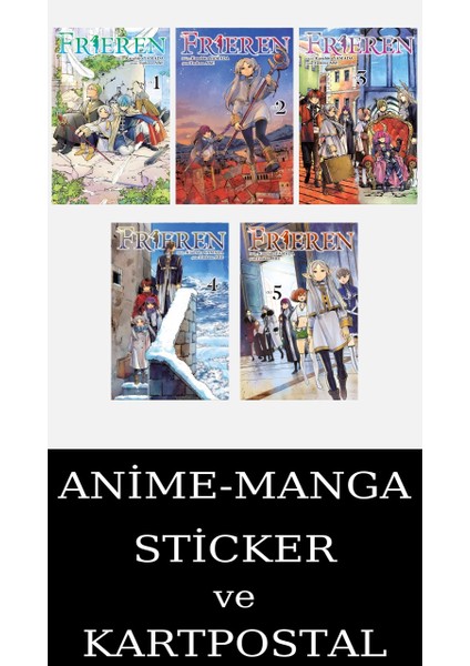 Frieren 1-2-3-4-5 Manga Seti (5 Kitap) / Anime-Manga Sticker ve Kartpostal Hediye
