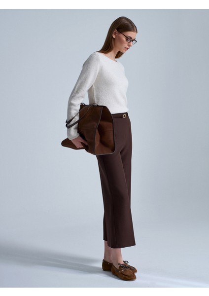 10836 Yün Karışımlı Parıltılı Kayık Yaka Kazak-Krem indirimleri