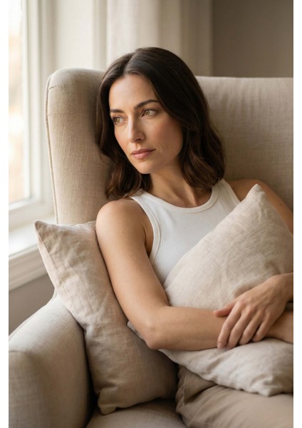 Lona Keten Düğmeli Kırlent Kılıfı 2'li 40x40 Natural fiyatları