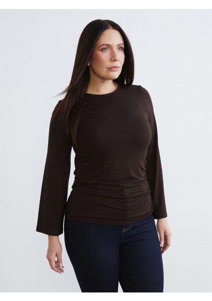 Büyük Beden Bisiklet Yaka Büzgülü Body fiyatları