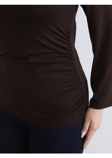 Büyük Beden Bisiklet Yaka Büzgülü Body