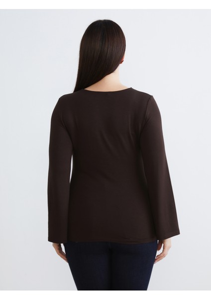 Büyük Beden Bisiklet Yaka Büzgülü Body