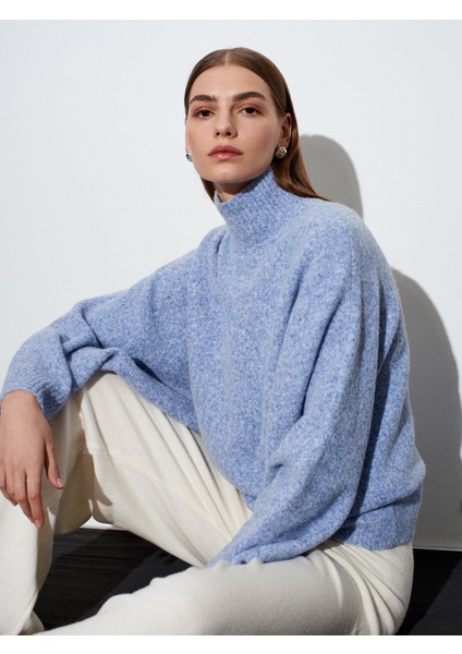 10817 Yün Karışımlı Yarasa Kol Triko Kazak-Indigo M. fiyatları