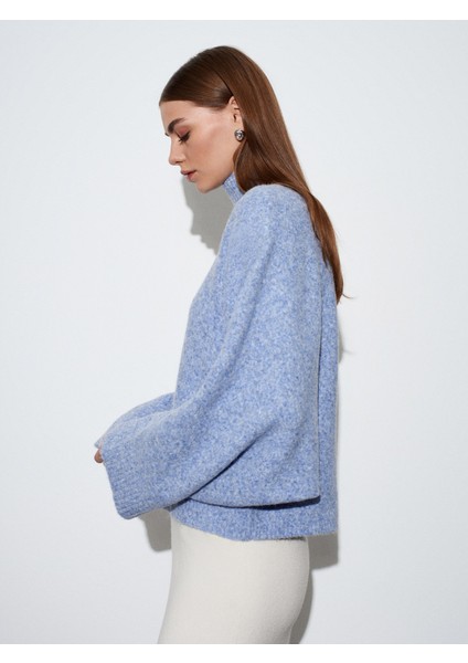 10817 Yün Karışımlı Yarasa Kol Triko Kazak-Indigo M. modelleri